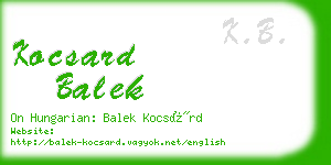 kocsard balek business card